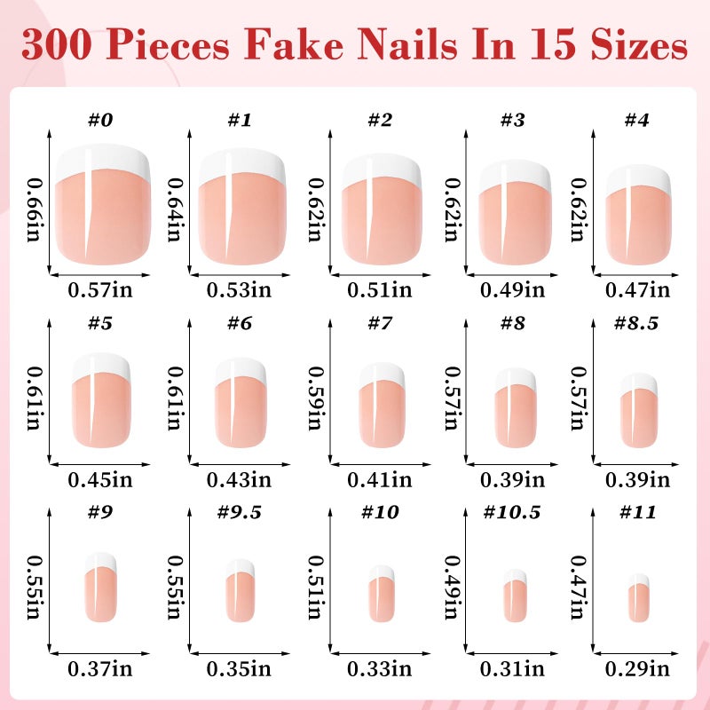 LuckForever 240pc White French Tips Press on Nails Square Fake Nails with Tabs File, Extra Short Nails Press ons French Tip Acrylic Nails Delight Glue ons Nails Short False Fingernail Stick on Nails for Women - Image 3